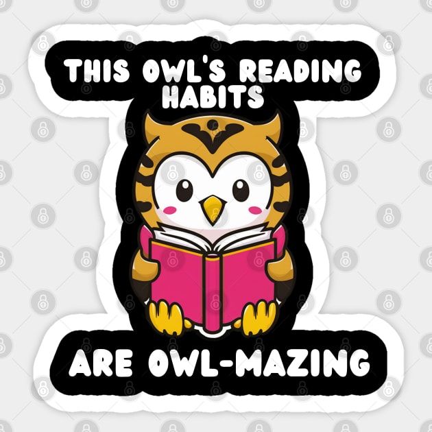 Cute Owl Reading a Book For Good Habit Sticker by Via Lactea Design